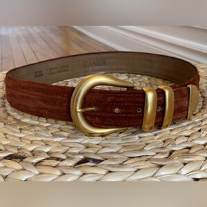 Danier Suede Genuine Leather Burgundy / Gold Belt in EUC.